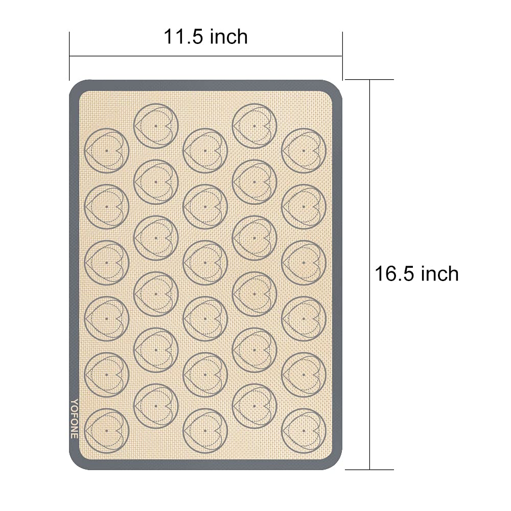 Yofone Silicone Baking Mats, Macaron Baking Mat With Kit Sets, 6 Piping Tip, 2 Piping Bag And 2 Bag Tie - Reusable Non Stick Lin