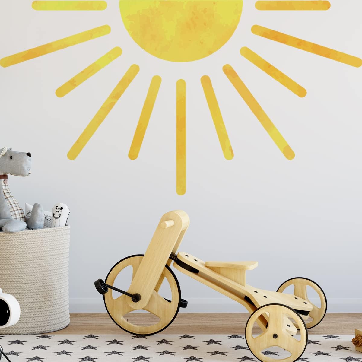 37 X37 Inch Boho Half Sun Wall Decals Removable Sunshine Wall Sticker Vinyl Peel And Stick Half Sun Decals Wall Art For Girls Ki