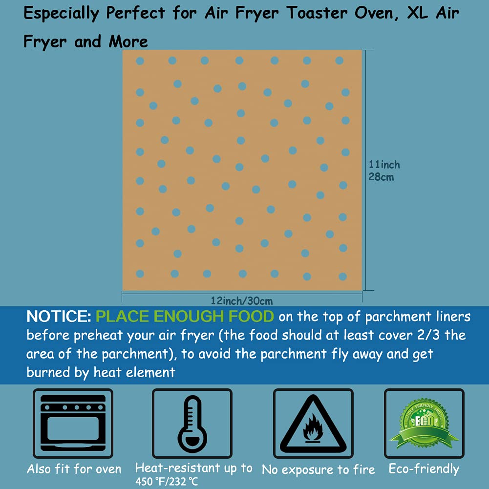 Bykitchen Air Fryer Oven Liners, 11X12 Inches, Nonstick Unbleached Rectangular Air Fryer Parchment Paper For Ninja Foodi Air Fry