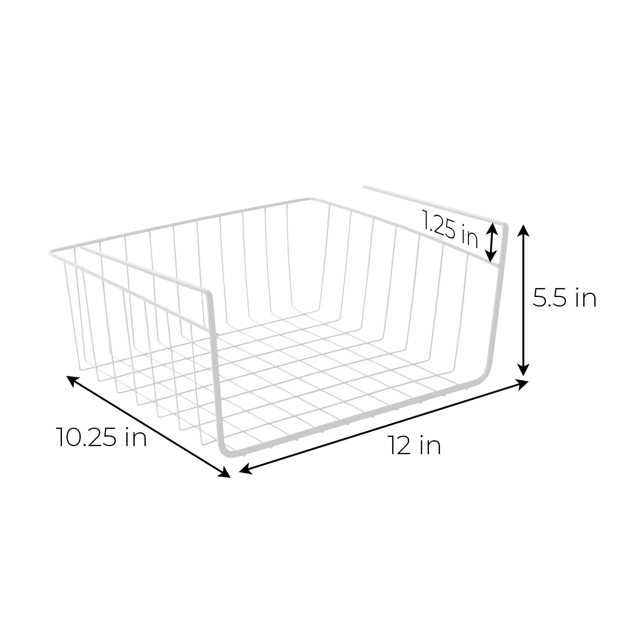 Smart Design Undershelf Storage Basket - Small - Snug Fit Arms - Steel Metal Wire - Rust Resistant Finish - Cabinet, Pantry, She