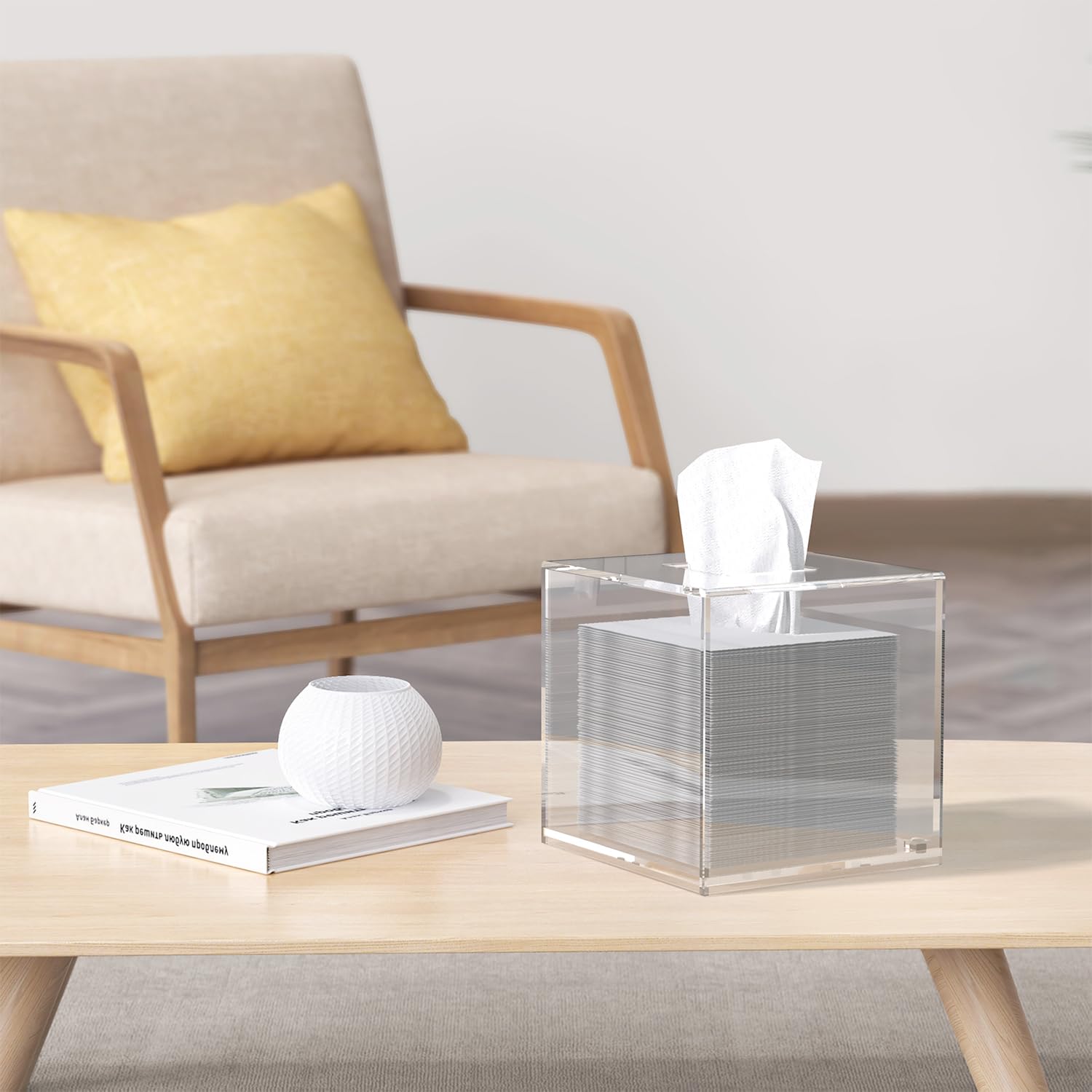 Pitbvo Acrylic Tissue Box Cover, Clear Square Tissue Box Holder, Facial Napkin Dispenser For Bathroom Kitchen Bedroom Office