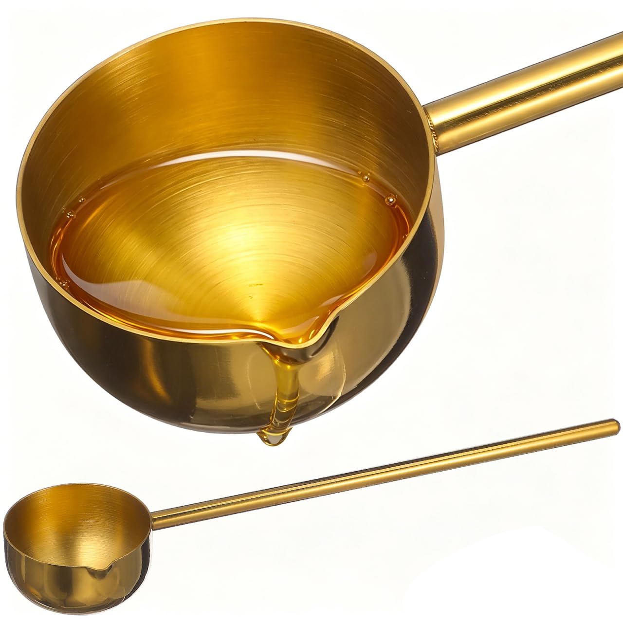 Luxshiny Stainless Steel Soup Ladle Long Handle Oil Spoon for Serving Soup Water and Gravy Ergonomic Kitchen Gadget for Home Res