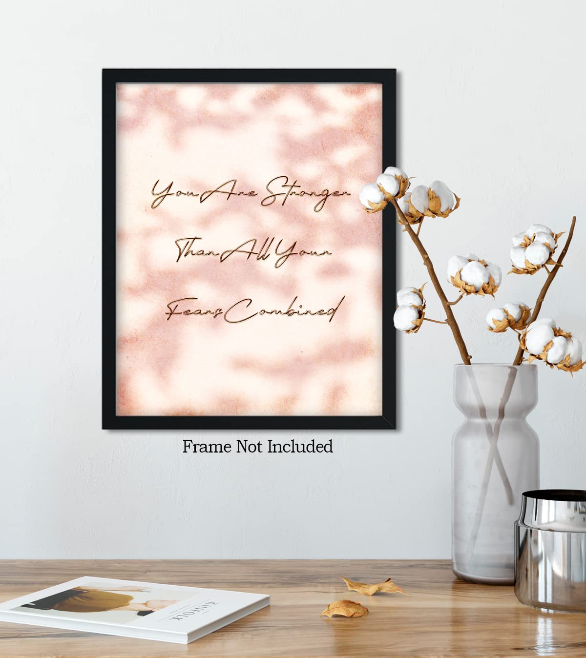 Govivo Inspirational Gifts For Women - Motivational Wall Art - You Are Stronger Than All Your Fears Combined Home Decor - Uplift