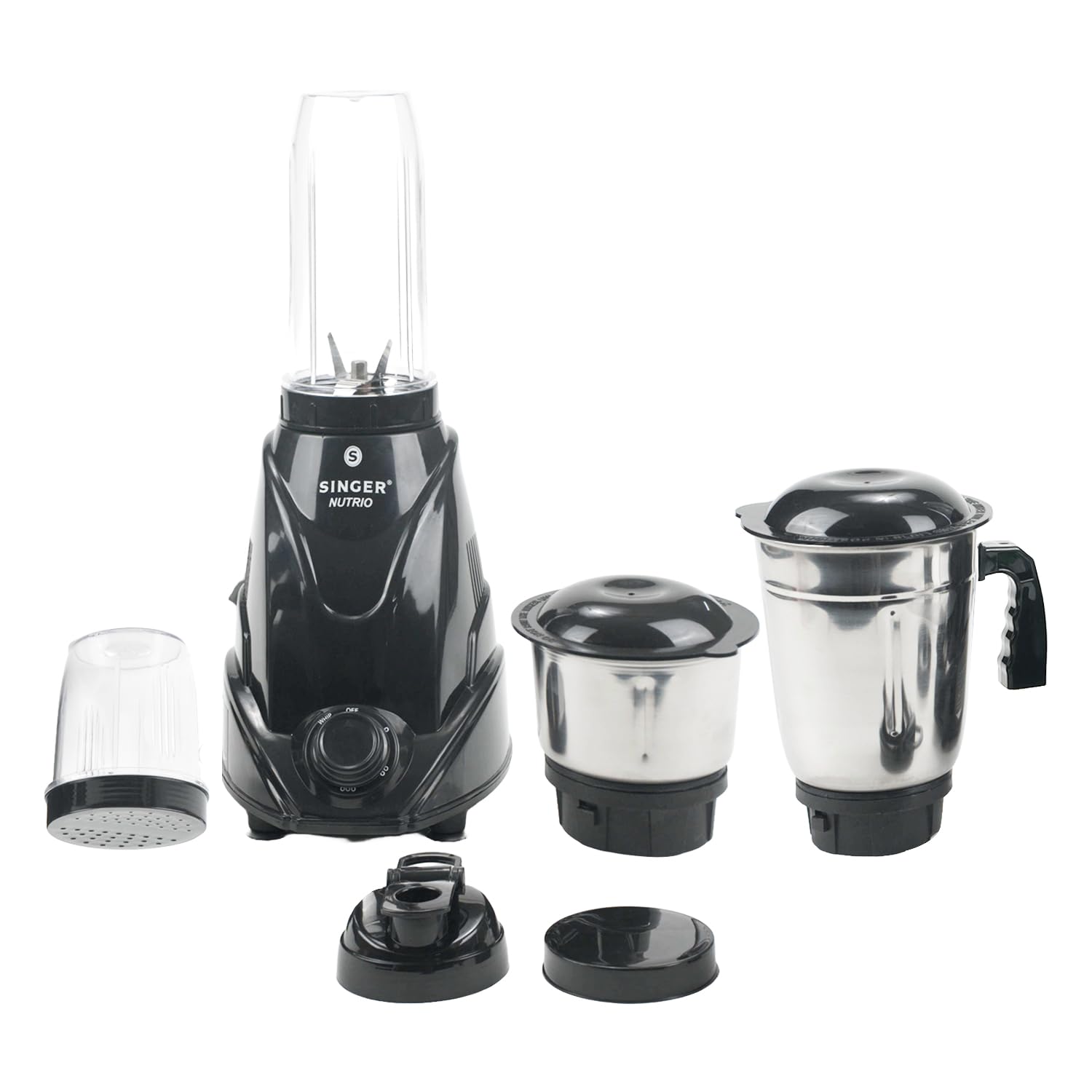 Singer Nutrio Mixer Grinder With 4 Jars | 500-Watt | 3 Speed Control With Incher | Shock Proof Abs Body | Isi Mark | 2 Years War