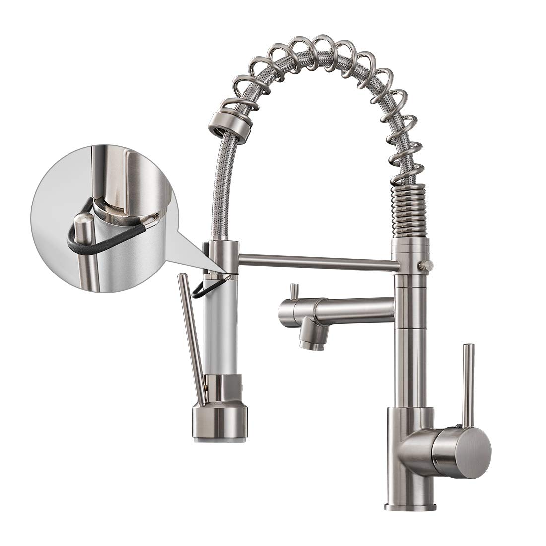 Aimadi Kitchen Faucet With Pull Down Sprayer,Commercial Single Handle High Arc Stainless Steel Brushed Nickel Kitchen Sink Fauce