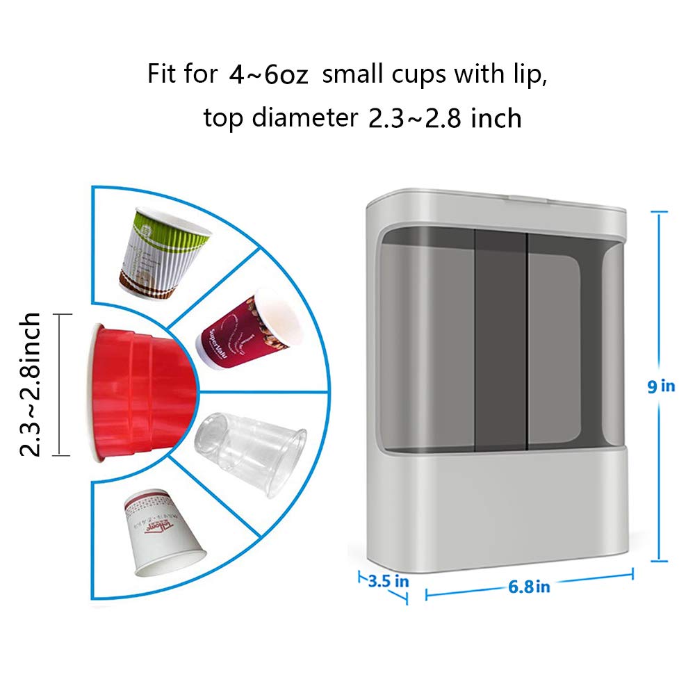 Lbting Water Cooler Cup Dispenser, Pull Type Cup Holder Wall Mounted Fit 4Oz - 6Oz Small Cup, Double Tube Disposable Cups Dispen