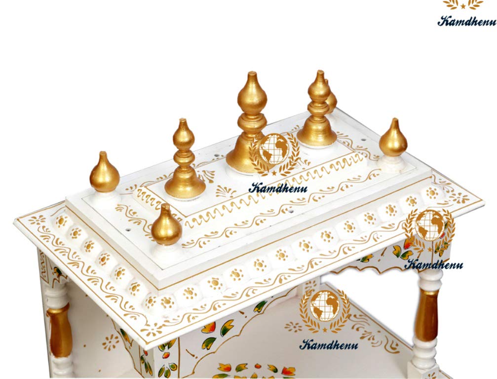 Kamdhenu Art And Craft Wood Home Temple (18 X 12 X 24 Inch, White)