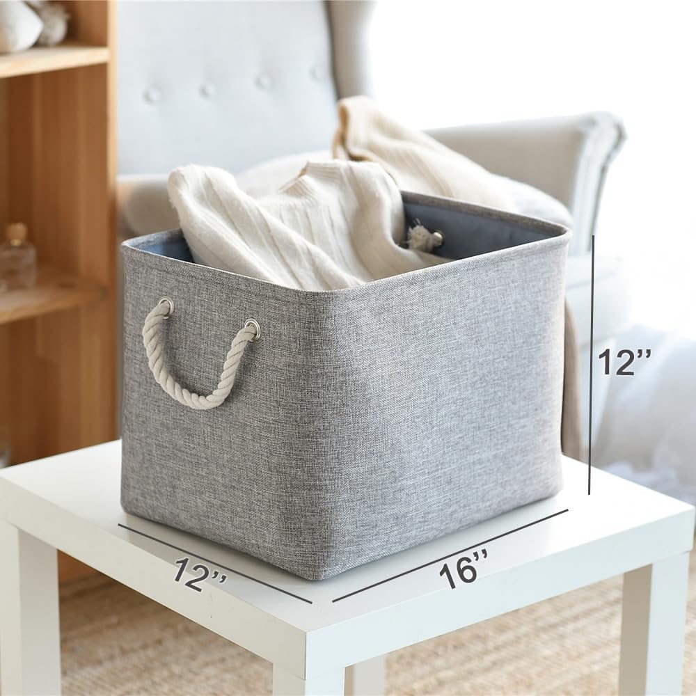 Thewarmhome Storage Basket For Organizing - 16X12X12 Inch 3 Pack Fabric Storage Cubes, Cube Storage Bin For Shelves Closet Organ