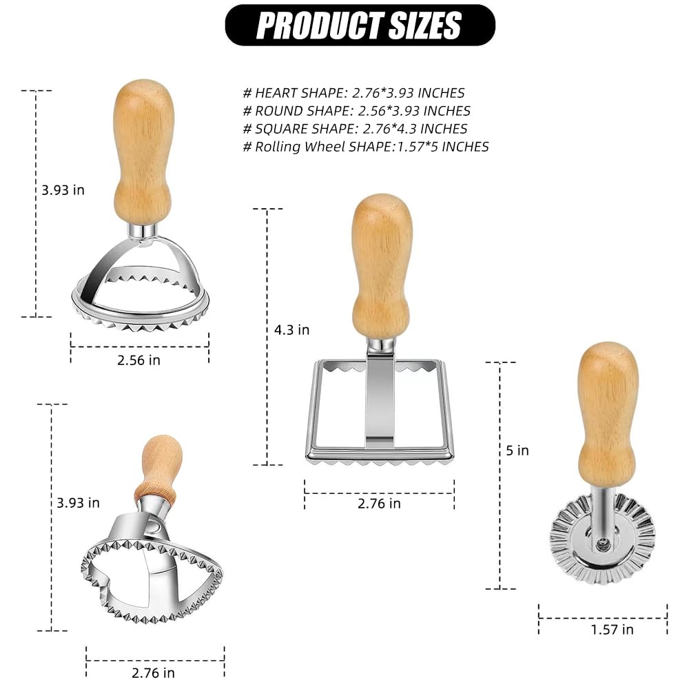 Ravioli Stamp Set, Ravioli Maker Cutter Stamp, Ravioli Stamp Maker Cutter With Roller Wheel Set, Pasta Press Round & Square & He