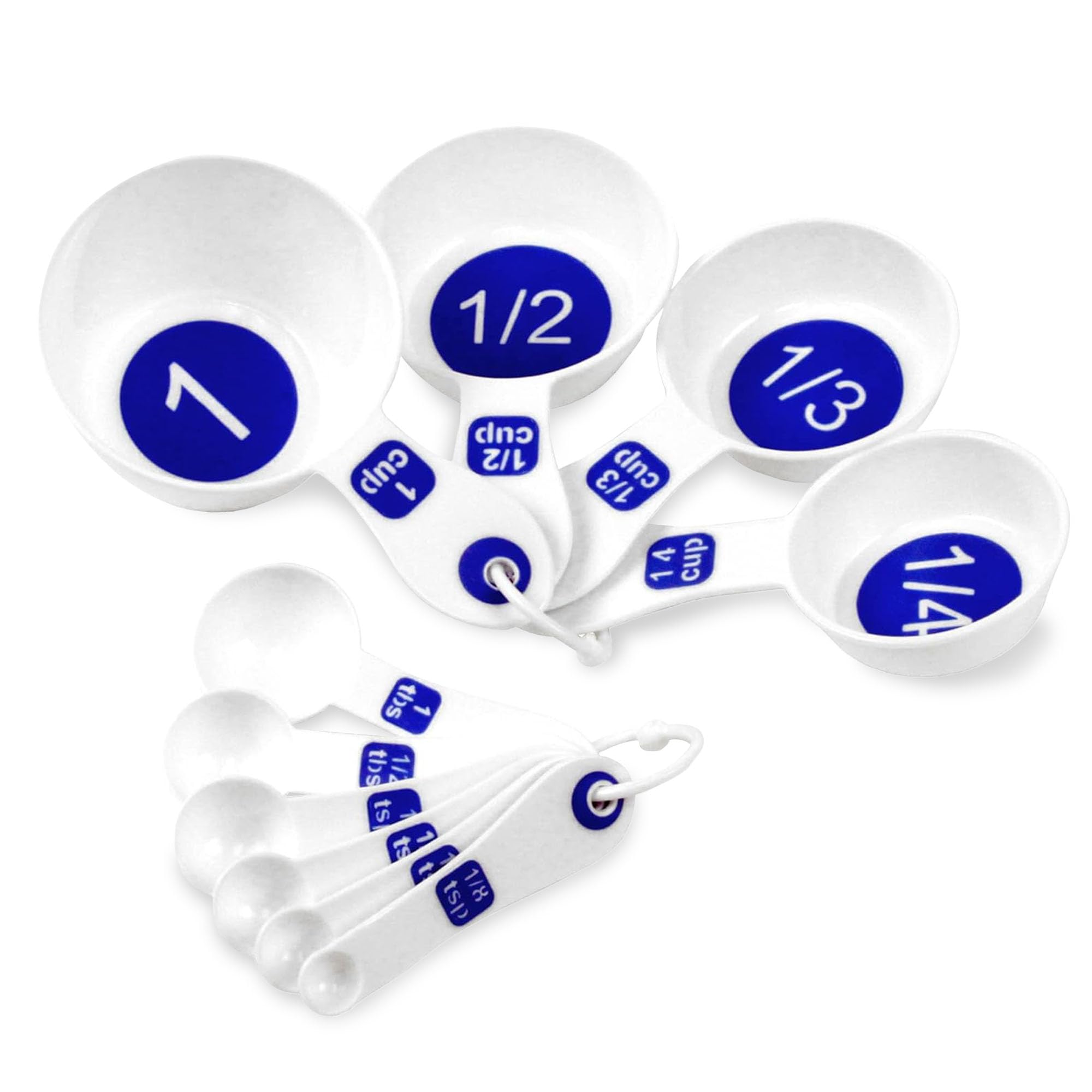 Chef Craft Easy To Read Plastic Measuring Cup Set, 10 Piece, White