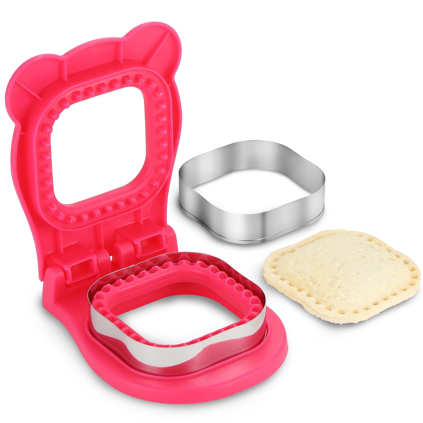 Honestum Junejour 4Inch Sandwich Press & Uncrustables Maker  Kids Sandwich Cutter & Sealer, Round/Square Crustless Sandwich Mo