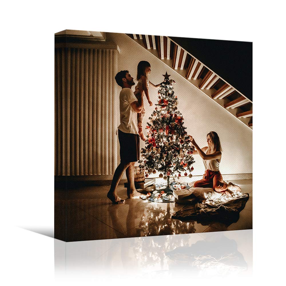 H5Print Custom Canvas Prints Personalized Wall Art With Your Christmas Photos/Pictures Digitally Printed - 24X24Inches