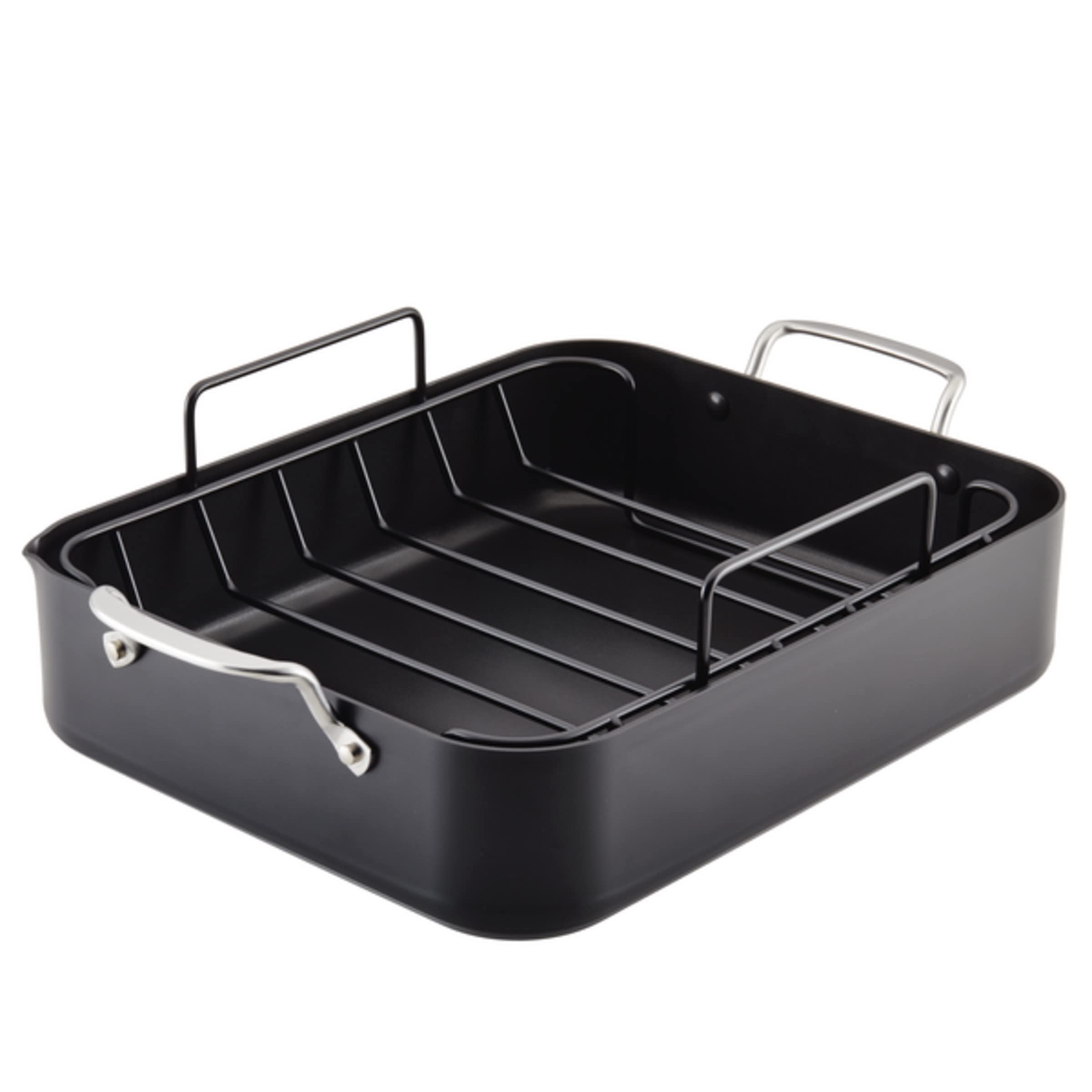 Kitchenaid Hard Anodized Roasting Pan/Roaster With Removable Rack, 13 Inch X 15.75 Inch, Matte Black