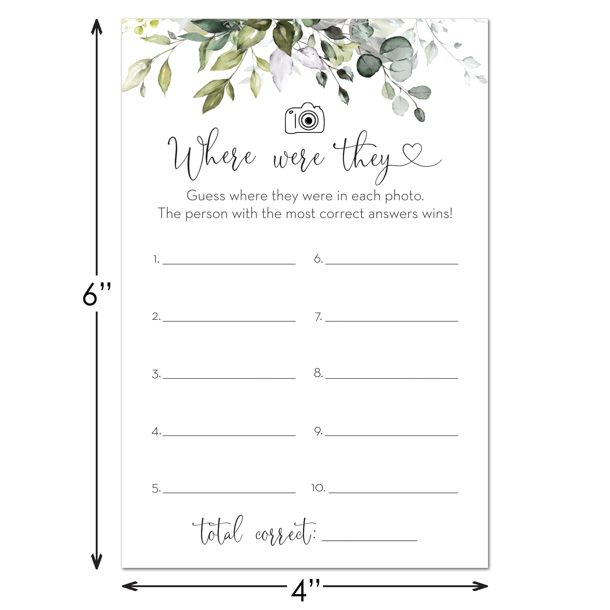 Invitationhouse Where Were They Bridal Shower Game - 48 Cards (Boho Greenery)