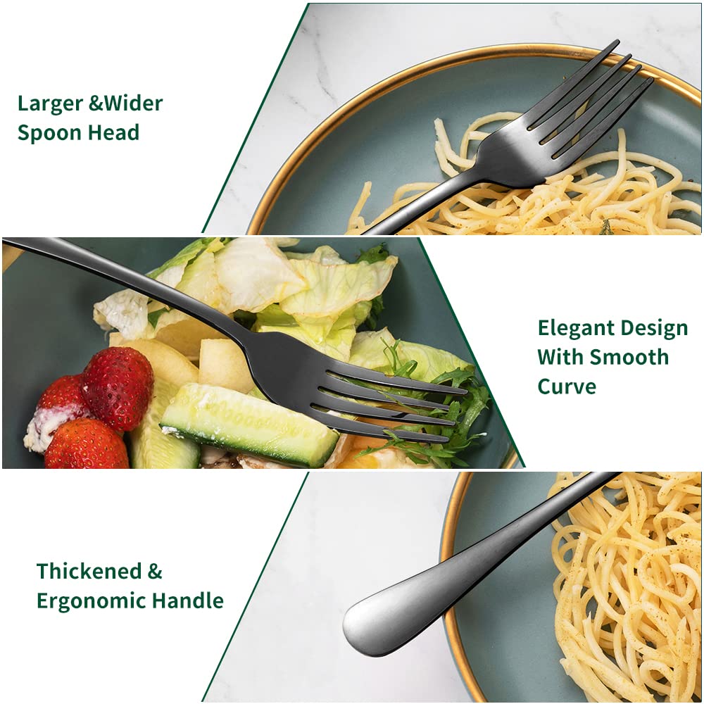 Rygten Qu 12Pcs Bright Silver Dinner Forks Stainless Steel Forks Silverware Forks Flatware Forks Set Of 12, Dishwasher Safe