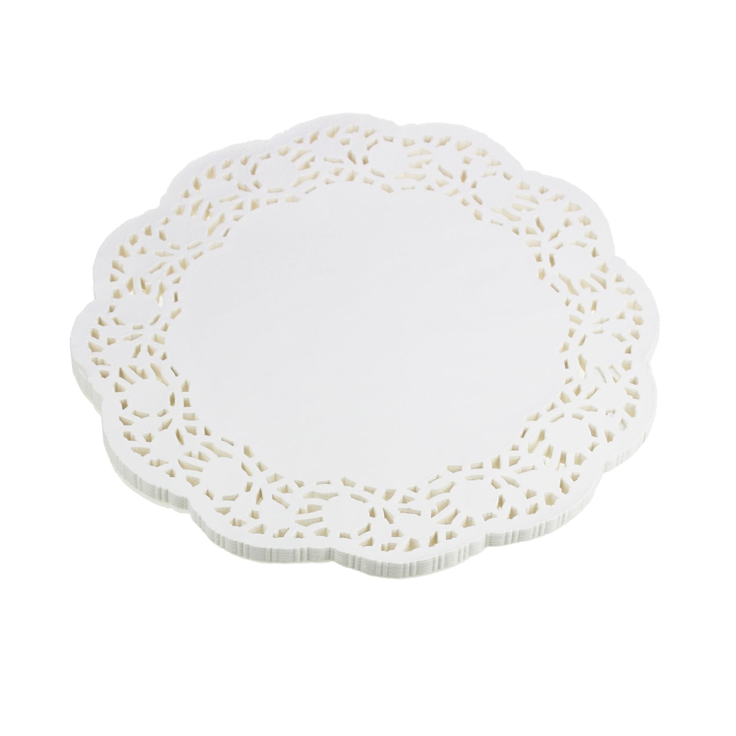 LJY 100 Pieces White Lace Round Paper Doilies Cake Packaging Pads Wedding Tableware Decoration (12 Inch)