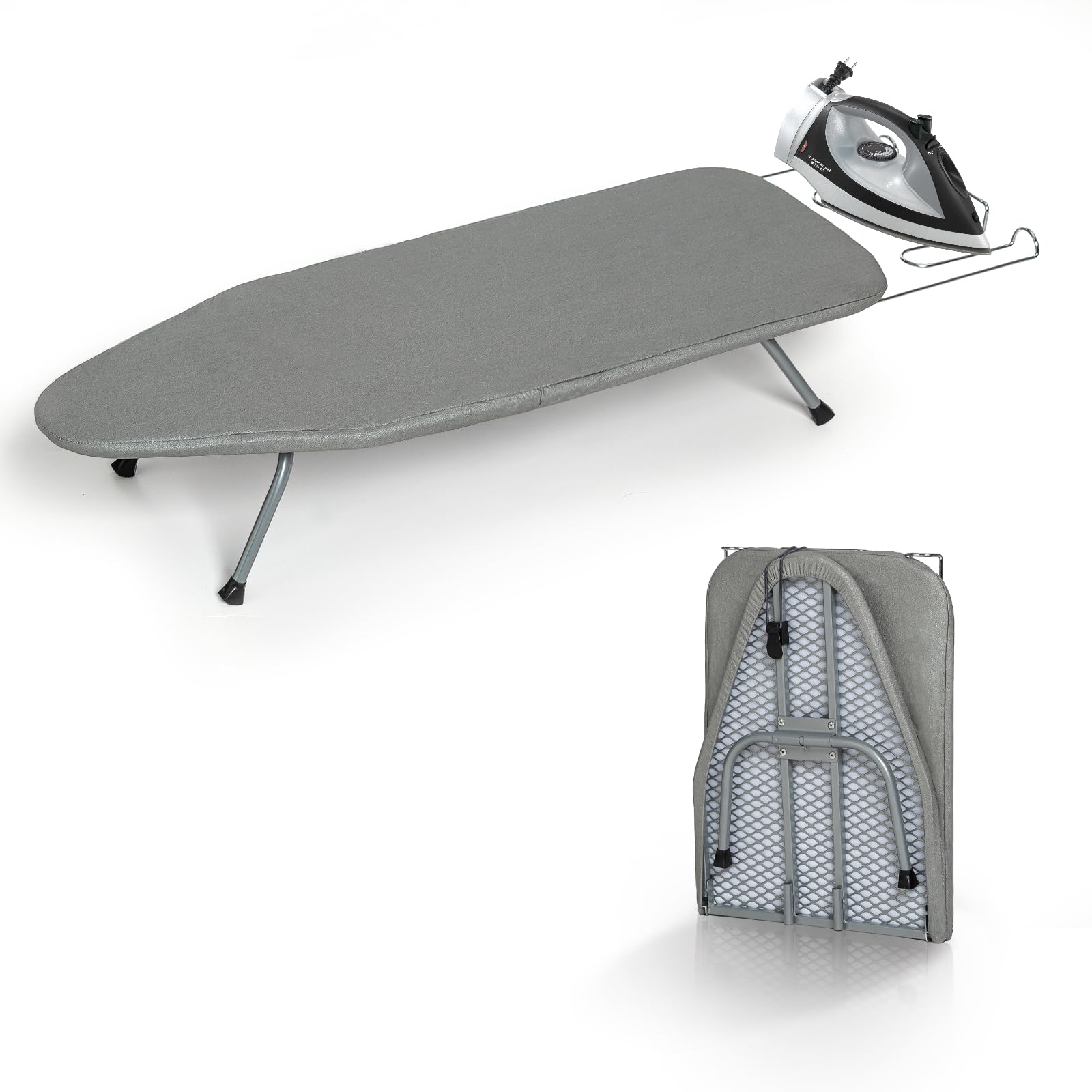 Metal Foldable Tabletop Ironing Board With Iron Rest, Portable Ironing Board Small With Heat Resistant Cotton Cover, Rainhol Min