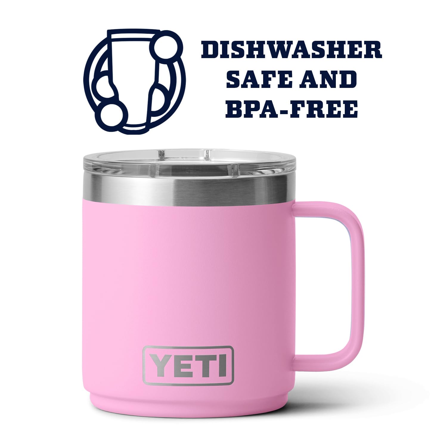 Yeti Rambler 10 Oz Stackable Mug, Vacuum Insulated, Stainless Steel With Magslider Lid, Power Pink
