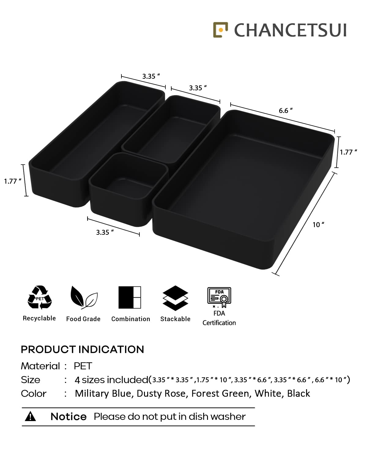 9 Pcs Stackable Drawer Organizer Trays Set, Multifunctional Stackable Storage Trays for Vanity, Bathroom, Kitchen, Desk Drawer O