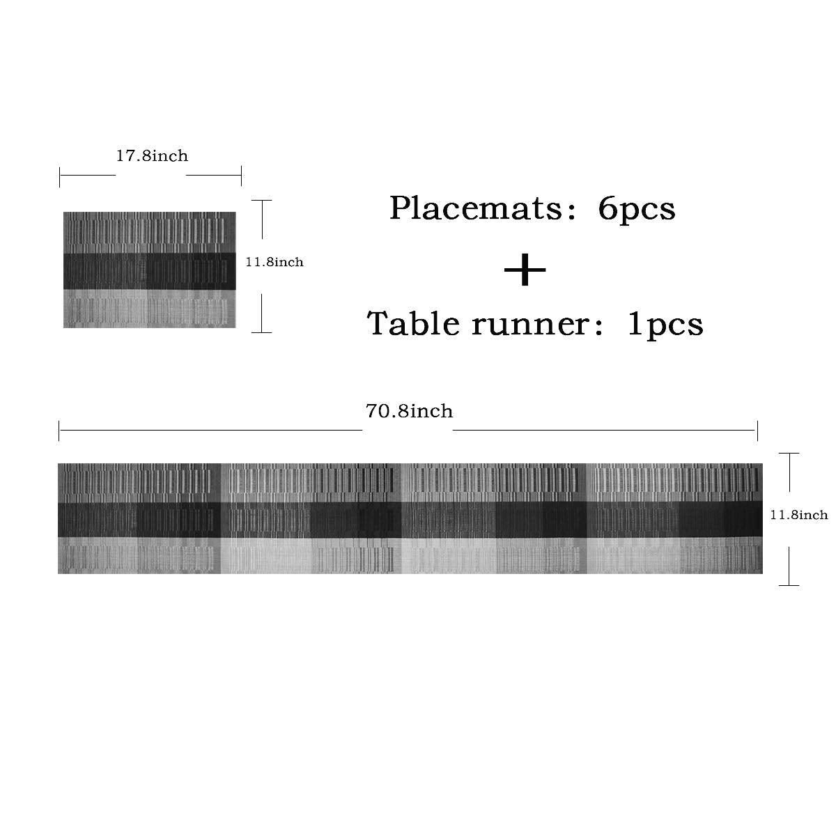 Pigchcy Elegant Placemats With Matching Table Runner,Washable Durable Plastic Placemats For Dining Table Sets(6Pcs Placemats+1Pc