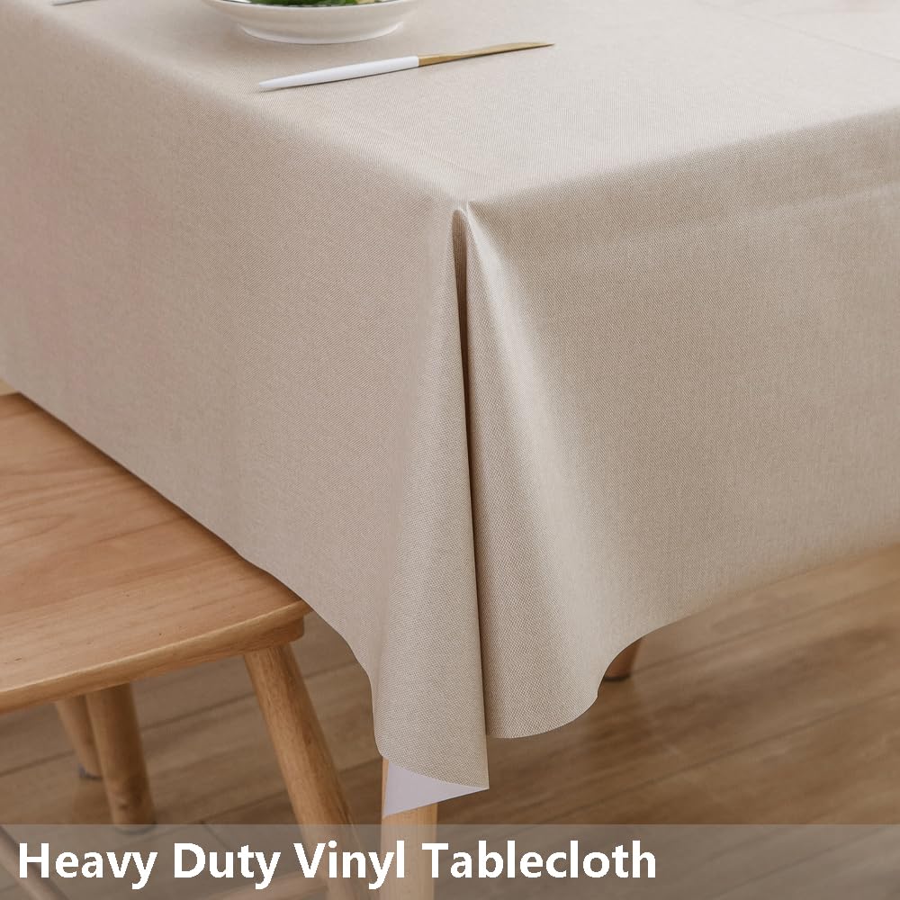 Trudelve Heavy Duty Vinyl Table Cloth Plastic Tablecloths For Kitchen Dining Table Wipeable Pvc Tablecloth For Rectangle Table (