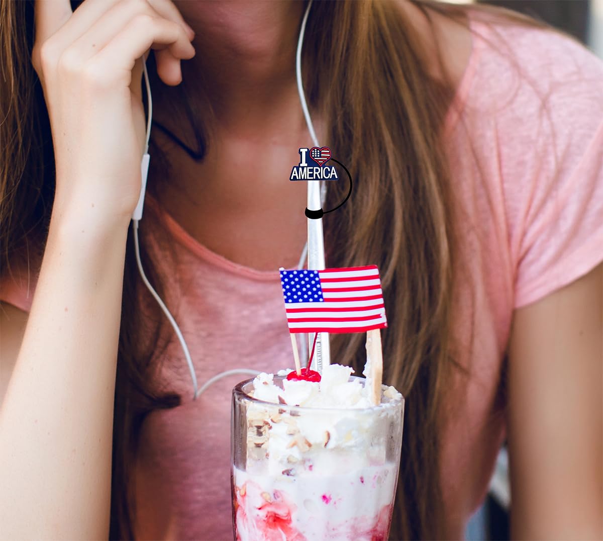 12Pcs 4Th Of July Decorations Patriotic Straw Cover Cap For Tumblers Accessories American Flag Straw Topper Reusable Silicone Dr