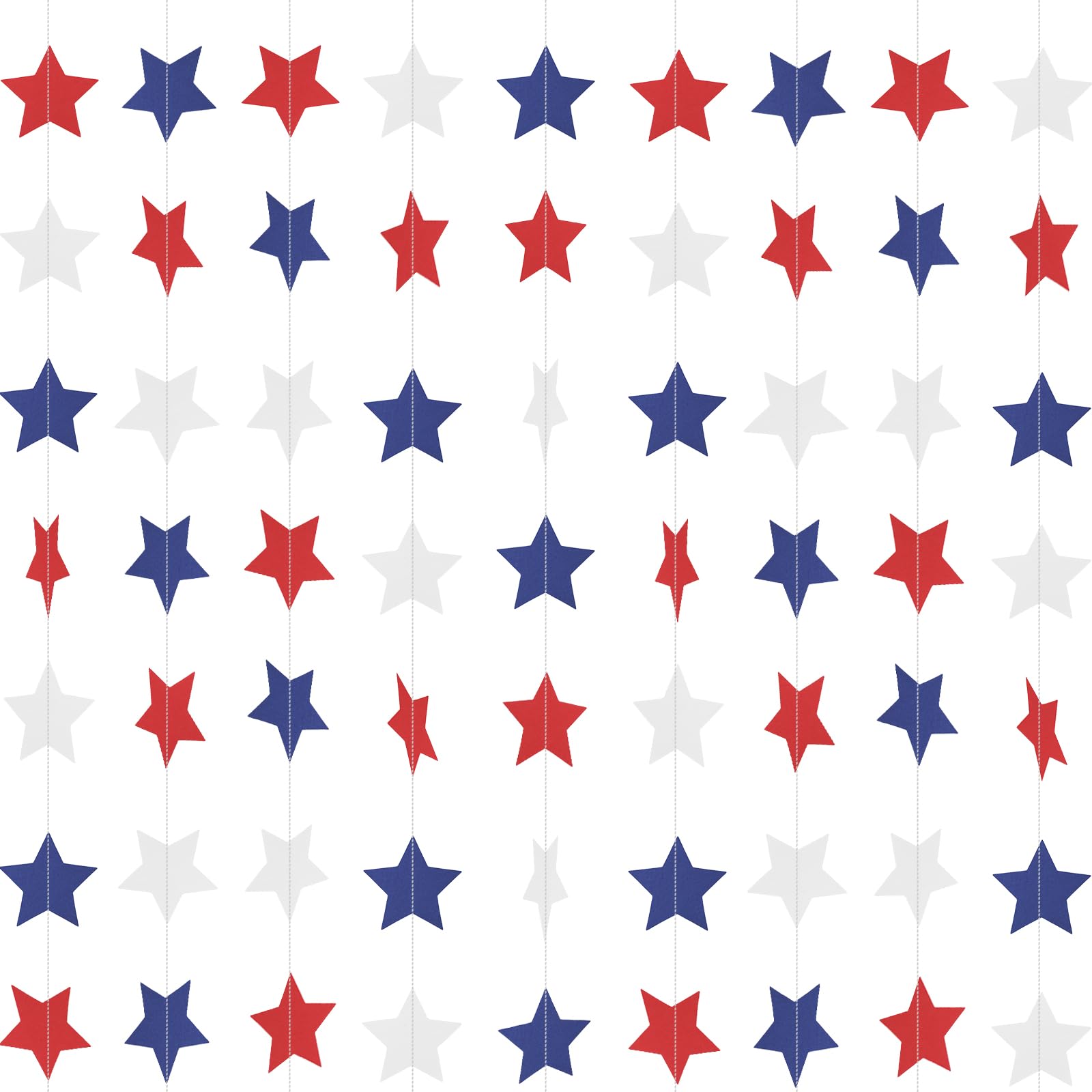 Patriotic Star Garland Banner Streamers Red White and Blue - 59 FT 6 Strands - Patriotic Decorations for 4th of July, Independen
