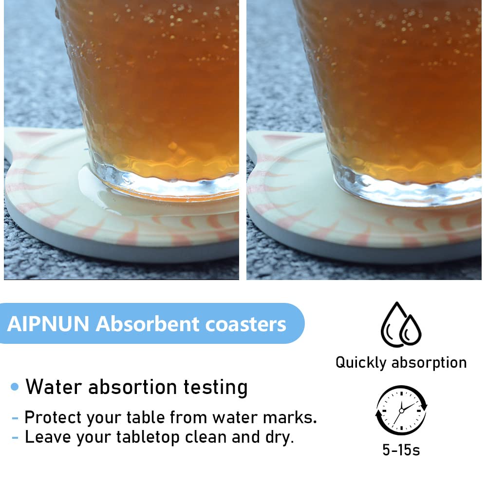 Funny Coasters For Drinks Absorbent, Cat Shaped Ceramic Coasters Set Of 4, Unique Gift Ideas For Cat Lovers, Bar Dining Table De