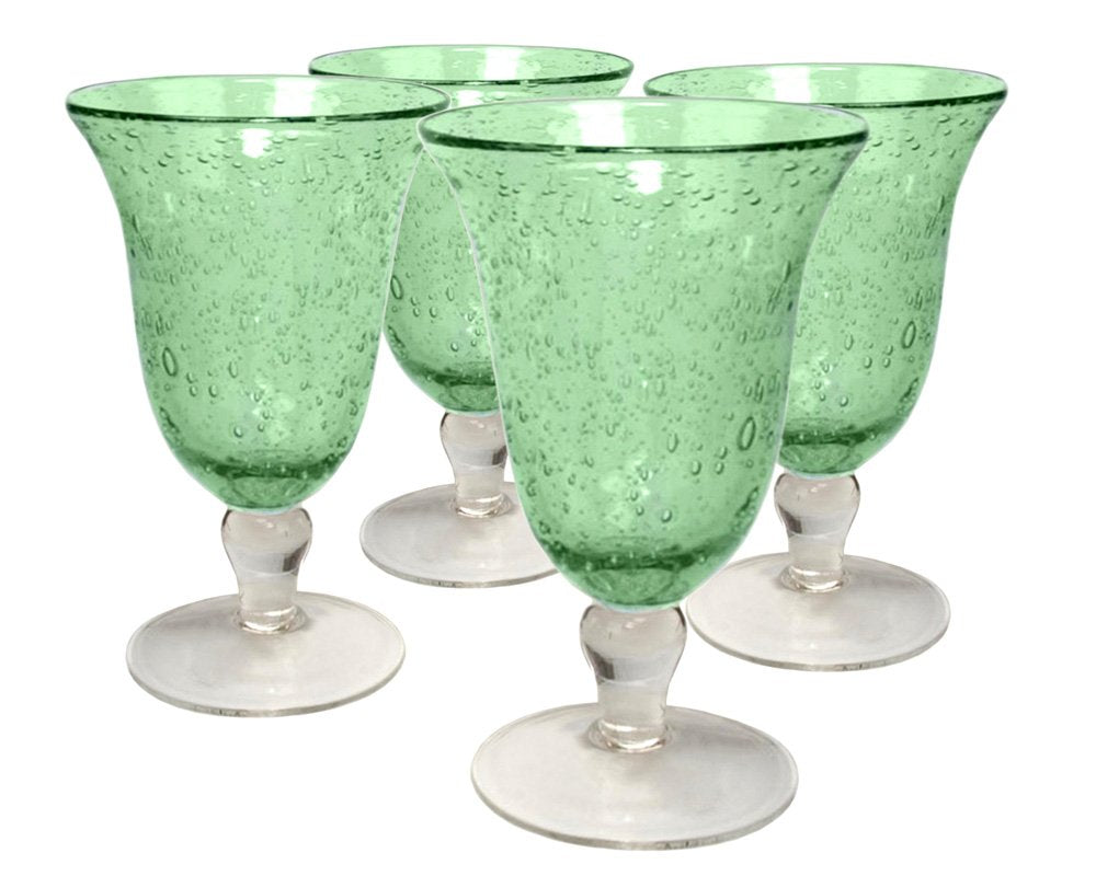 Artland Iris Footed Ice Tea Glasses, Light Green, Set Of 4