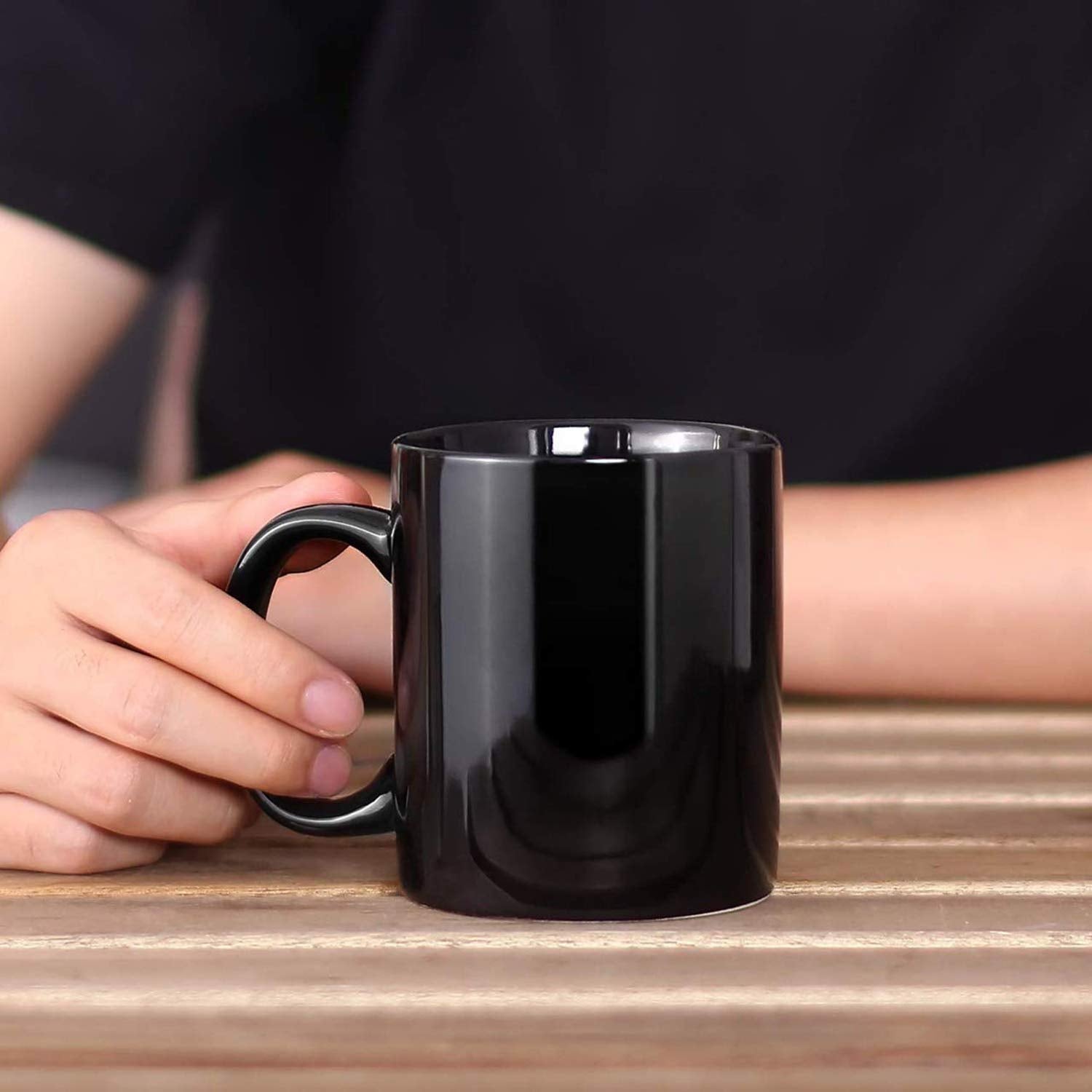 Wings Mart Ceramic Black Coffee Mug | Glossy Plain Mug | 330 ml | Gift for Boyfriend, Kids, Brother, Girlfriend, Husband, Wife (