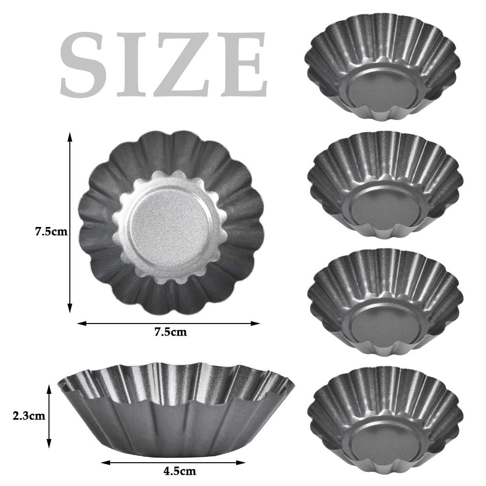 Foccts 12Pcs Mini Tart Pans, Carbon Steel Mini Baking Cup, Cupcake Cake Muffin Mold Tin Pan For Pies, Cheese Cakes, Desserts, Eg