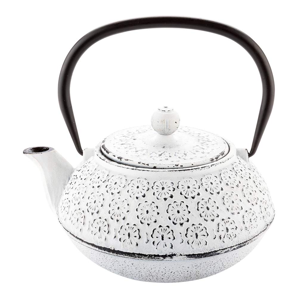 Restaurantware Tetsubin 30 Ounce Japanese Teapot 1 Enamel Coated Japanese Tea Kettle - Cherry Blossom Design Includes Mesh Strai
