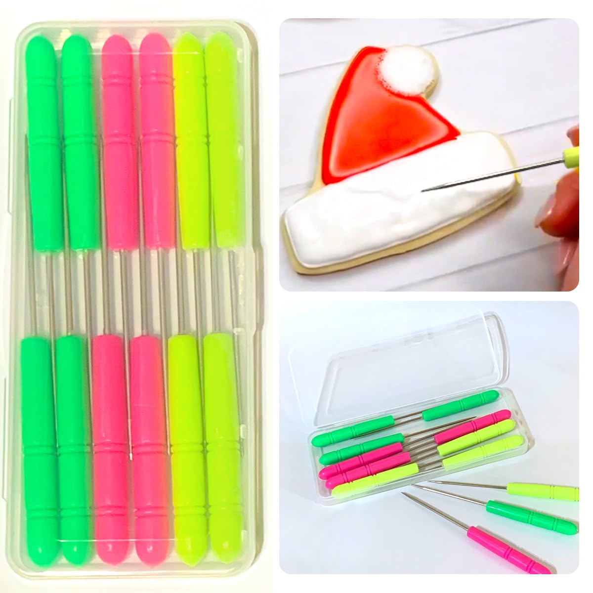 Kanehosi Cookie Scribe Sugar Stir Needle 12PCS with Storage Box, Cookie Decorating Tools and Supplies for DIY Royal Icing Biscui