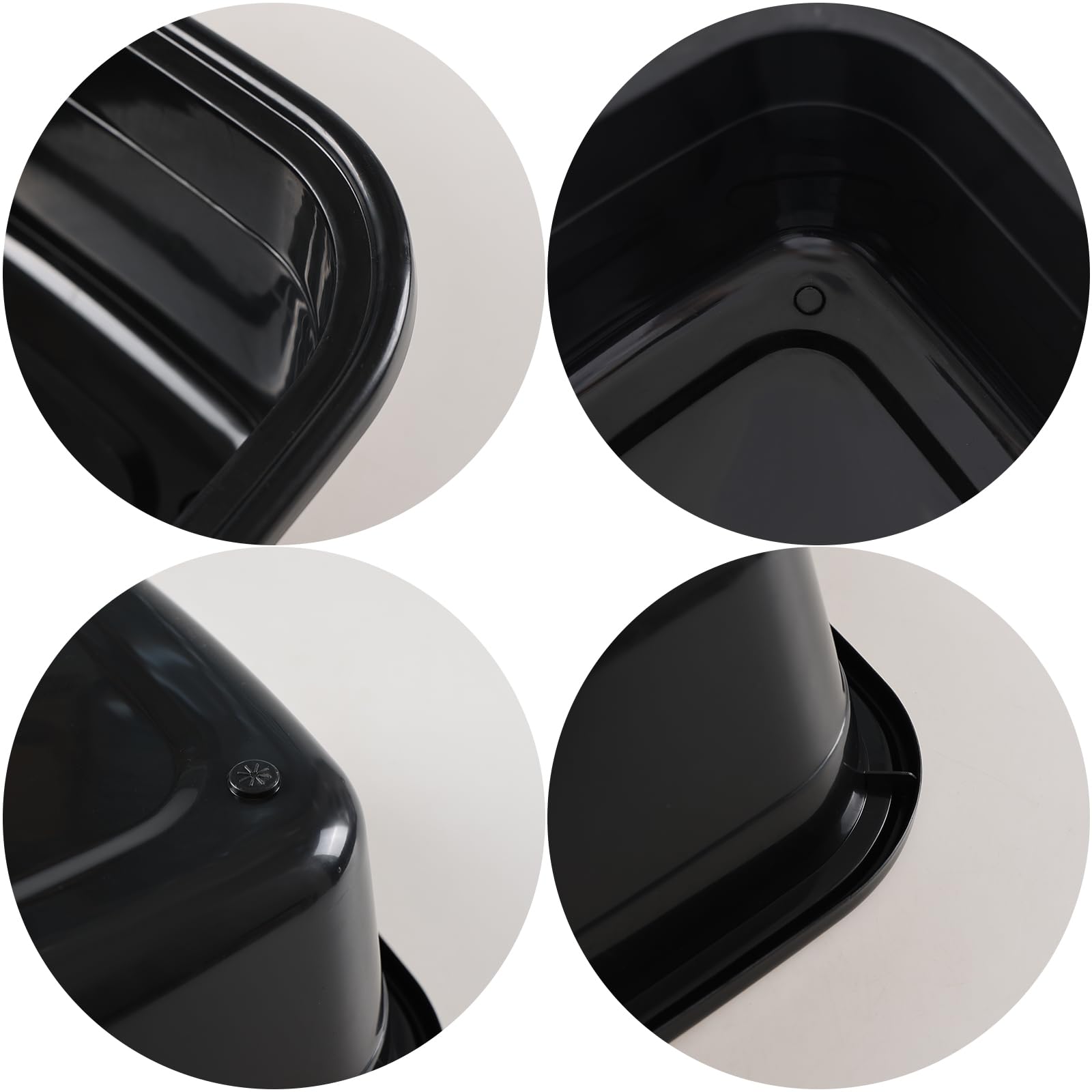 Leendines 18 Quart Plastic Rectangular Dish Pan, Black Wash Basin Set Of 2