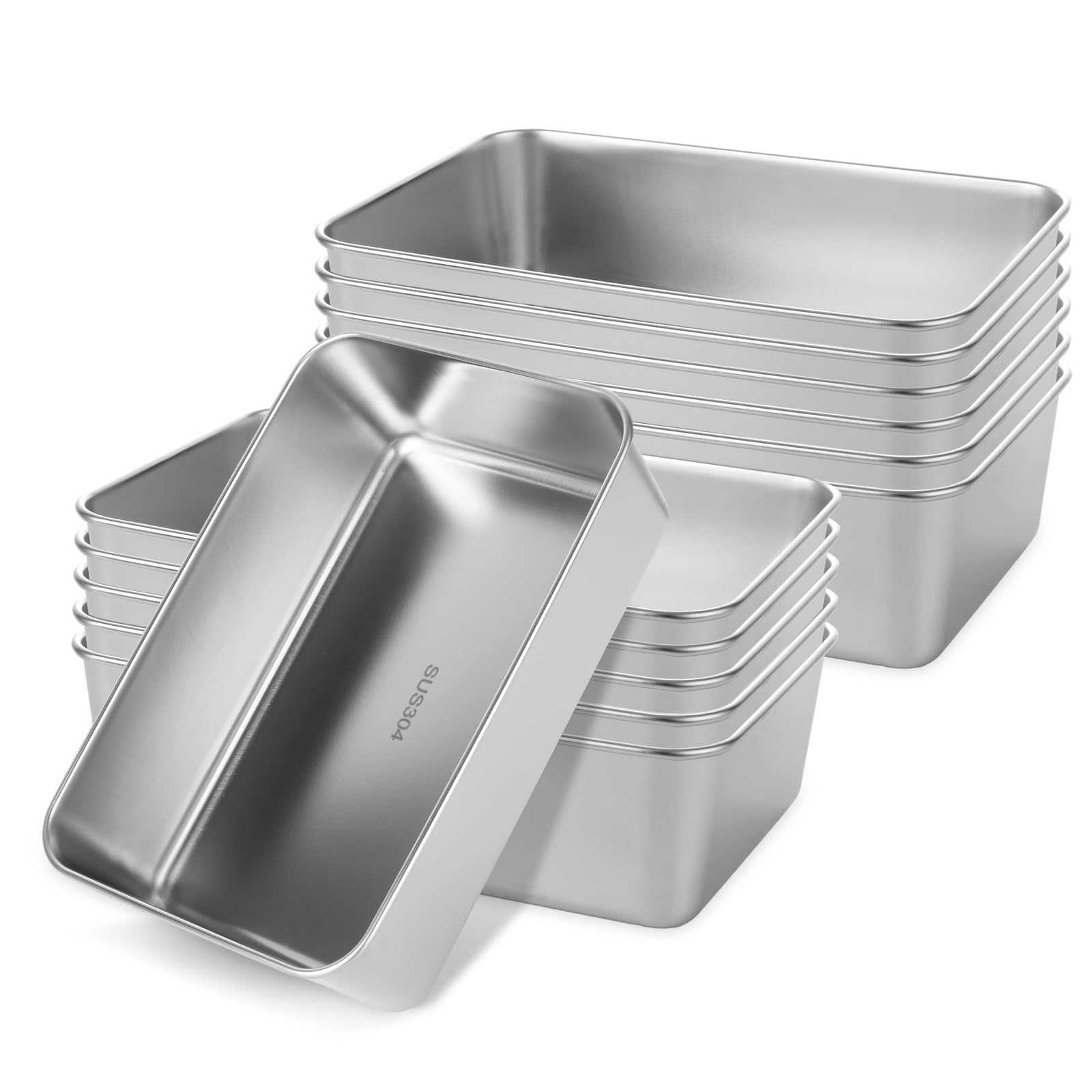 AKOLAFE 12 Pack Stainless Steel Loaf Pan 8.5 x 5.5 Inch Banana Bread Pan for Homemade Bread Loaf Pans for Baking Bread Tin Sourd