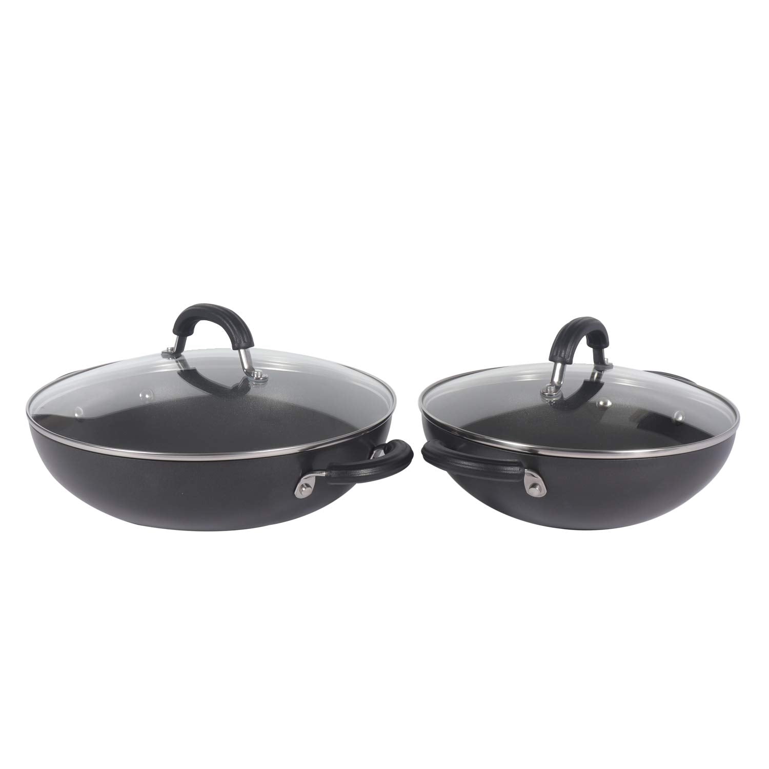Circulon Origins NonStick + Hard Anodized 4Piece Cookware Set(26Cm Kadai + 30Cm Kadai) With Glass Lids