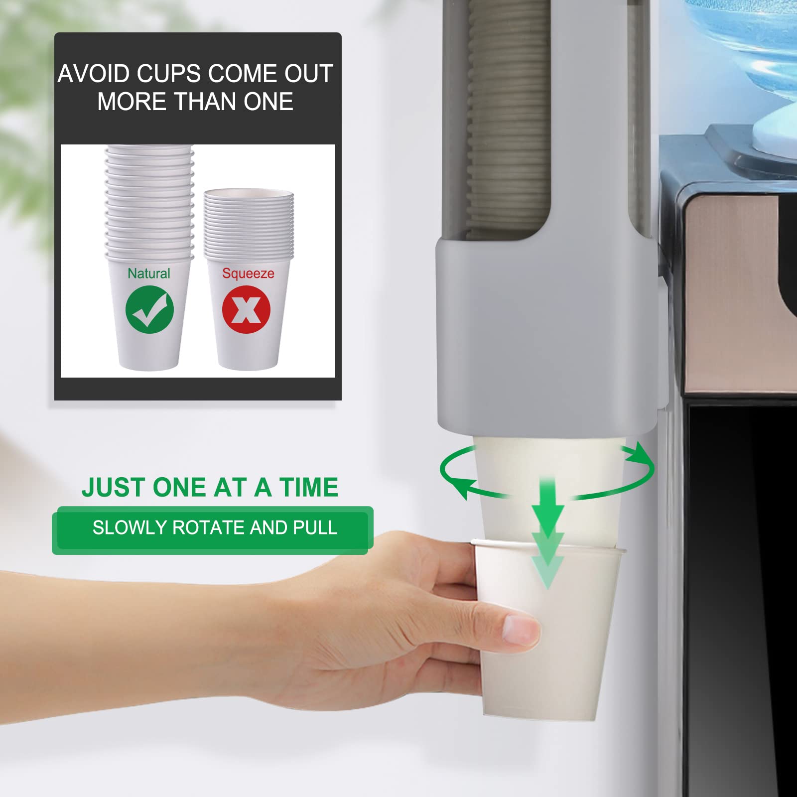 EOFJRUC Wall Mounted Bathroom Cup Dispenser for 3oz-5oz Cups, Gray Plastic, Model CD-gray, Adhesive/Screw Mount, Ideal for Home, Office, Gym