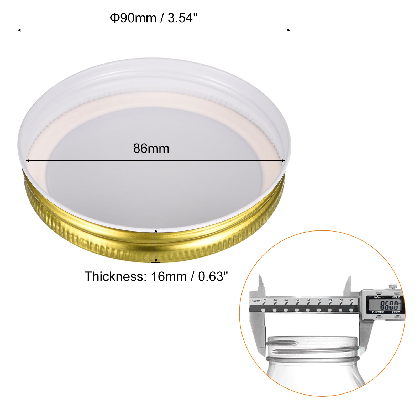 Uxcell Mason Jar Lids, 12 Pcs - Tinplate Canning Lids Wide Mouth Leak Proof Fits Storage Jars (Gold)