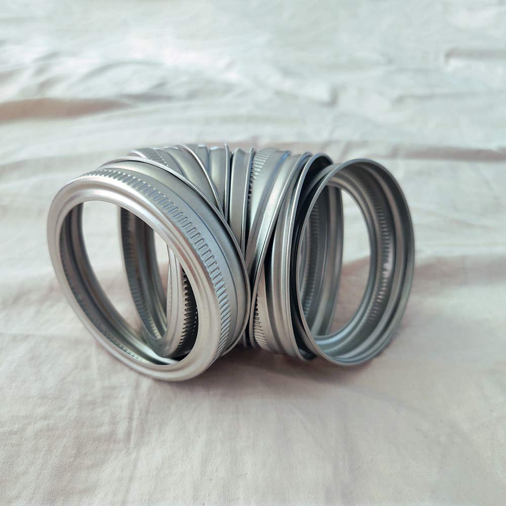 Tyesmer 20Pcs Rust Resistant Silver Mason Jar Replacement Rings,87Mm Wide Mouth Mason Jar Bands Silver Canning Jar Band For Maso