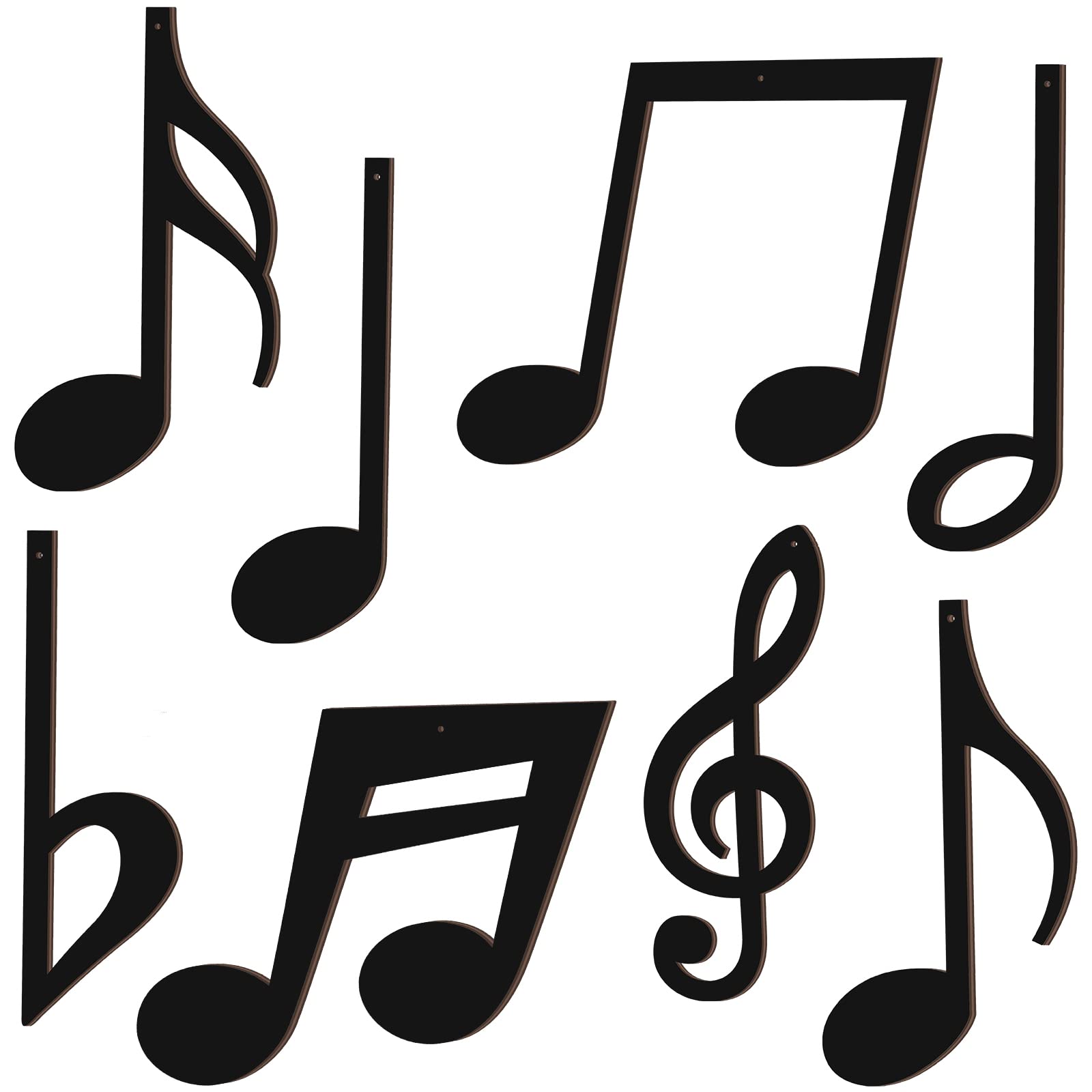 8 Pieces Treble Clef Wooden Wall Decor Black Music Notes Art Hanging Wood Music Note Decorations Decorative Musical Notes for St