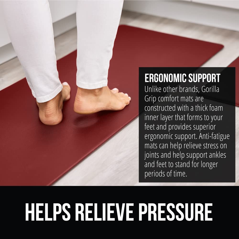 Gorilla Grip Set Of 2 Anti Fatigue Cushioned Waterproof, Stain And Scratch Resistant Kitchen Floor Mats, Ergonomic Standing Offi
