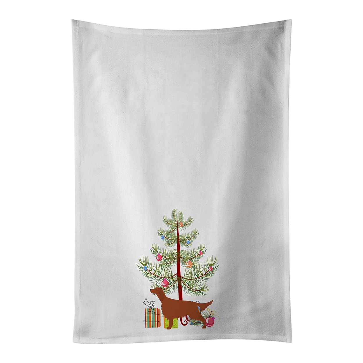 Irish Setter Merry Christmas Tree White Kitchen Towel Set of 2