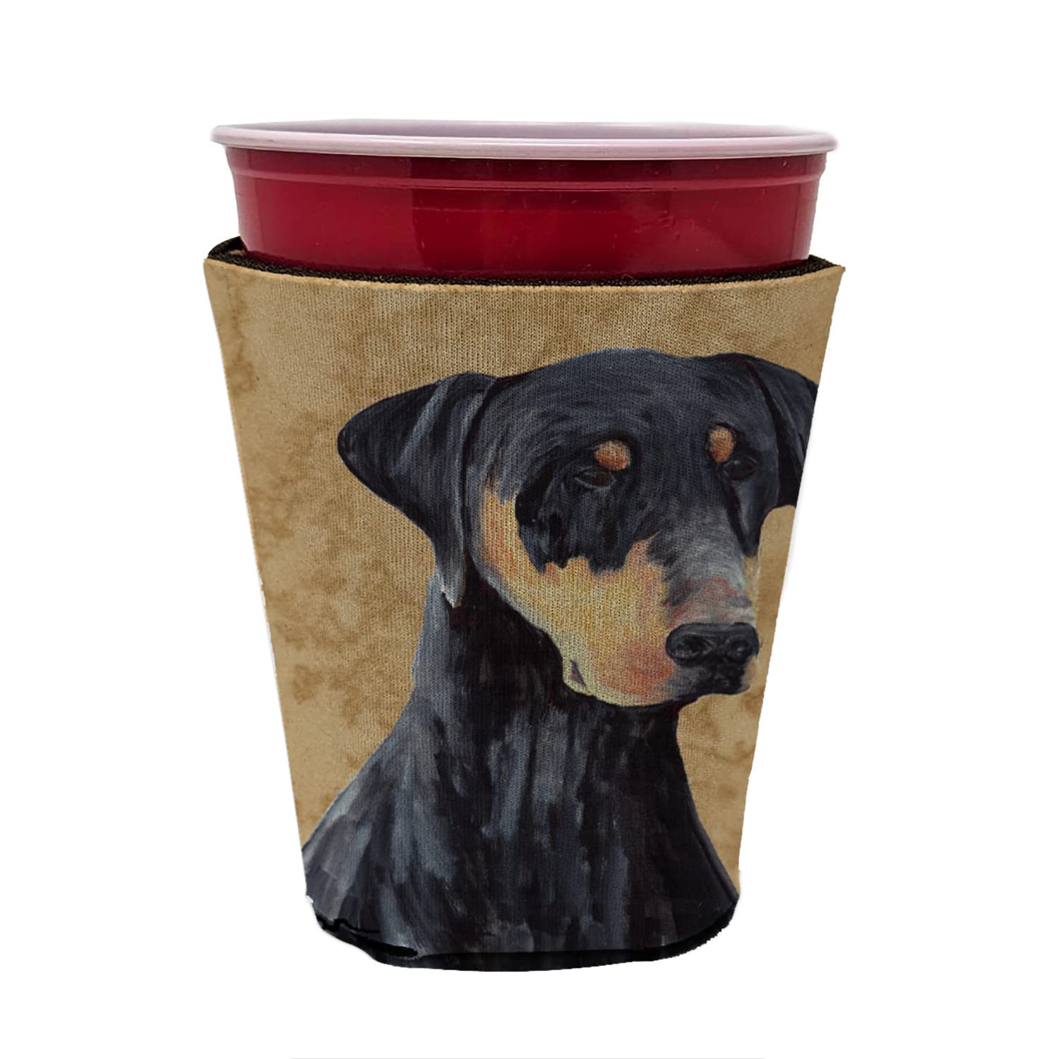 Doberman Red Solo Cup Beverage Insulator Hugger