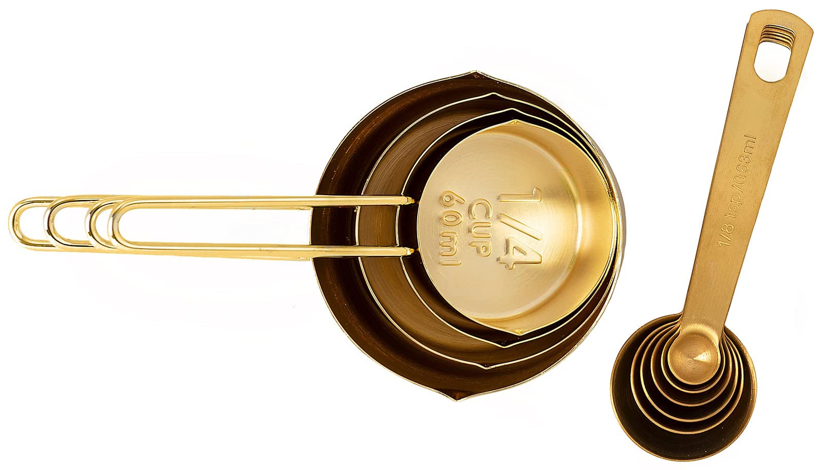 Gold Measuring Cups & Measuring Spoons 10-Piece Set (4 Cups; 6 Spoons)
