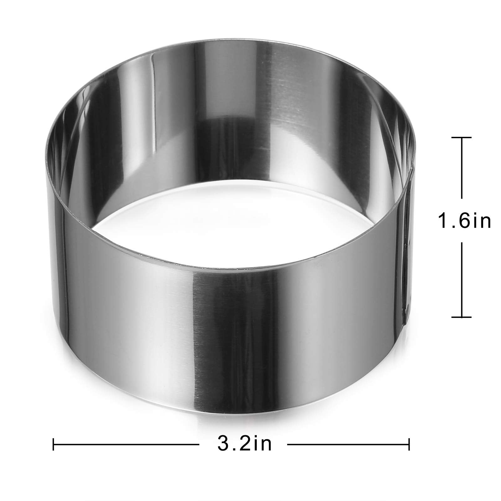 Onedone Cake Ring Molds For Baking 3.15'' Round Stainless Steel Pastry Rings Cake Rings Forming Rings With Pusher, Set Of 4, Mot