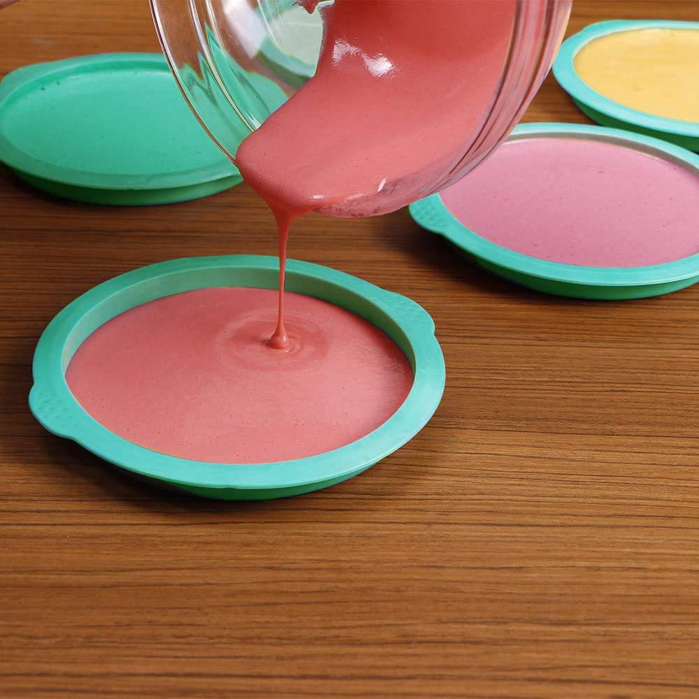 Webake Layer Cake Pans Set, 6 Inch Round Rainbow Cake Baking Pans, Silicone Cake Mold For Jumbo Whoopie Pie Cake Vegetable Panca