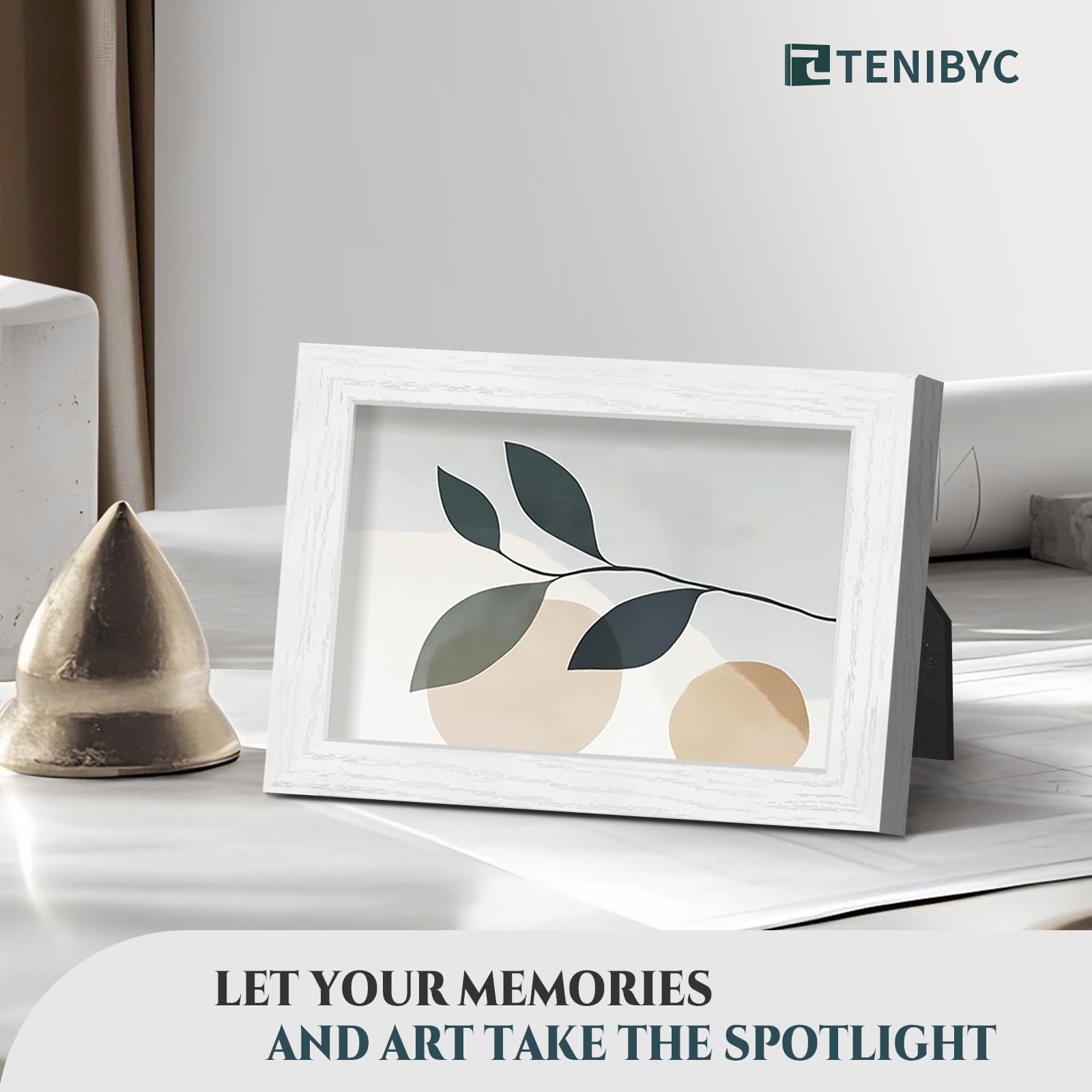 TENIBYC 5x7 Picture Frame Set of 4 - White, Wood Photo Frame, HD Tempered Glass, Table Display or Wall Hanging, Gift for Friend