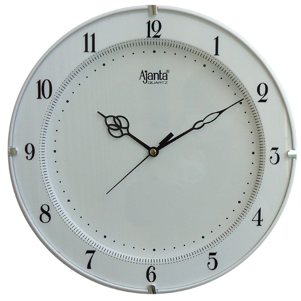 Ajanta Plastic Fancy Round Analog Wall Clock (White),Cm - 280 Mm