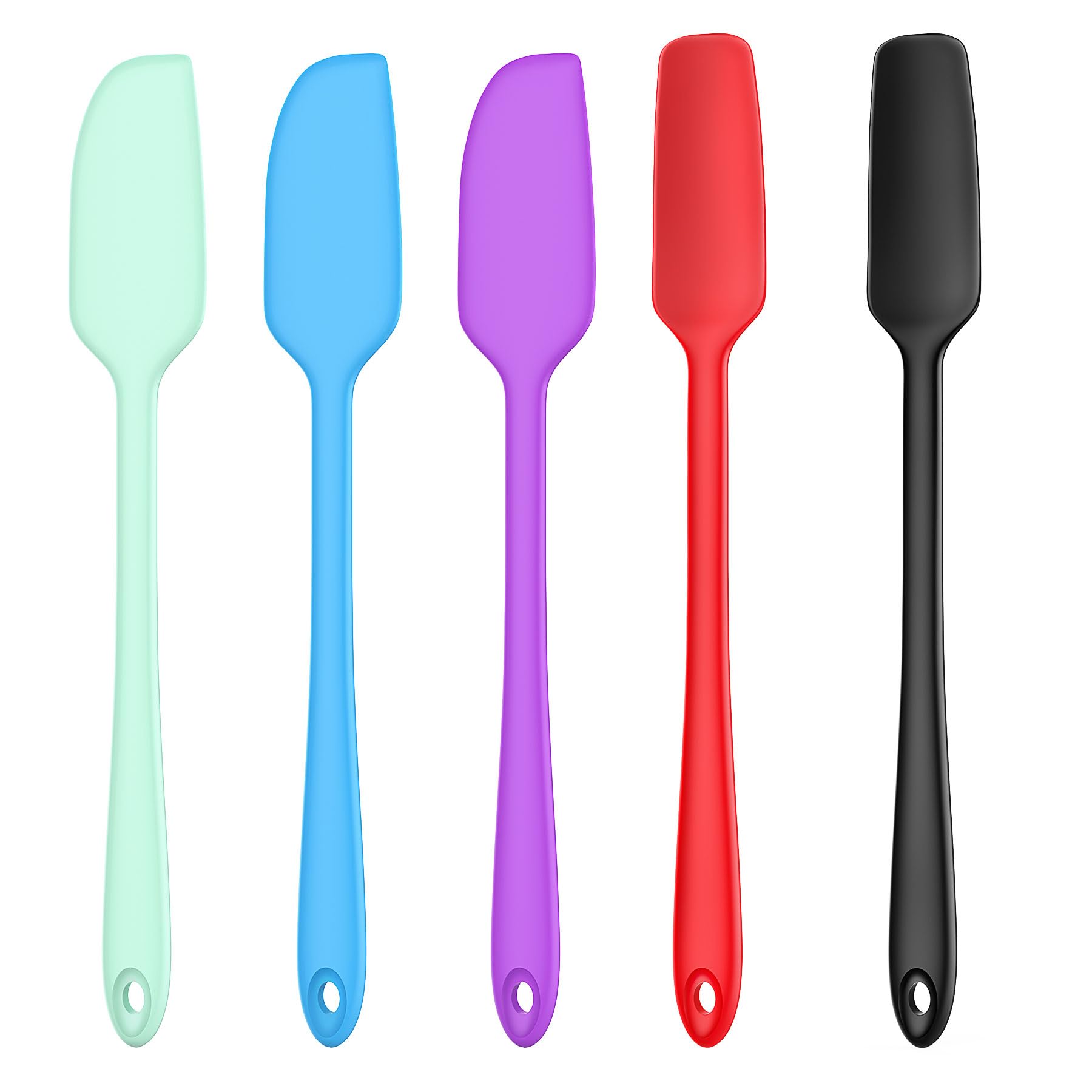 Slim Silicone Spatula Set, 5 Piece Food Grade Rubber Spatulas for Baking, Cooking, and Mixing High Heat Resistant Non Stick Dish