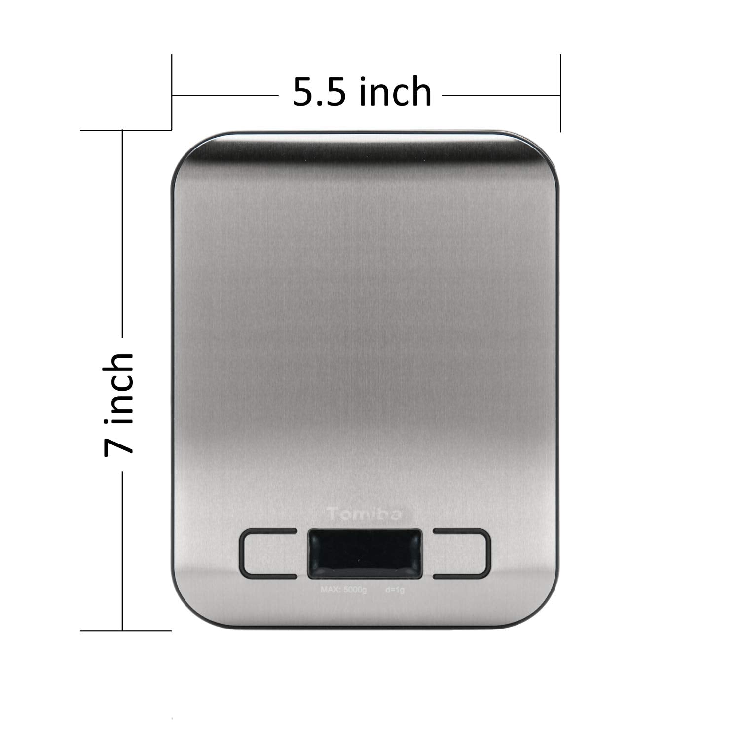 Tomiba Digital Kitchen Food Scale 11 Lb Grams And Ounces Small Stainless Steel Backlit Silver Batteries Included